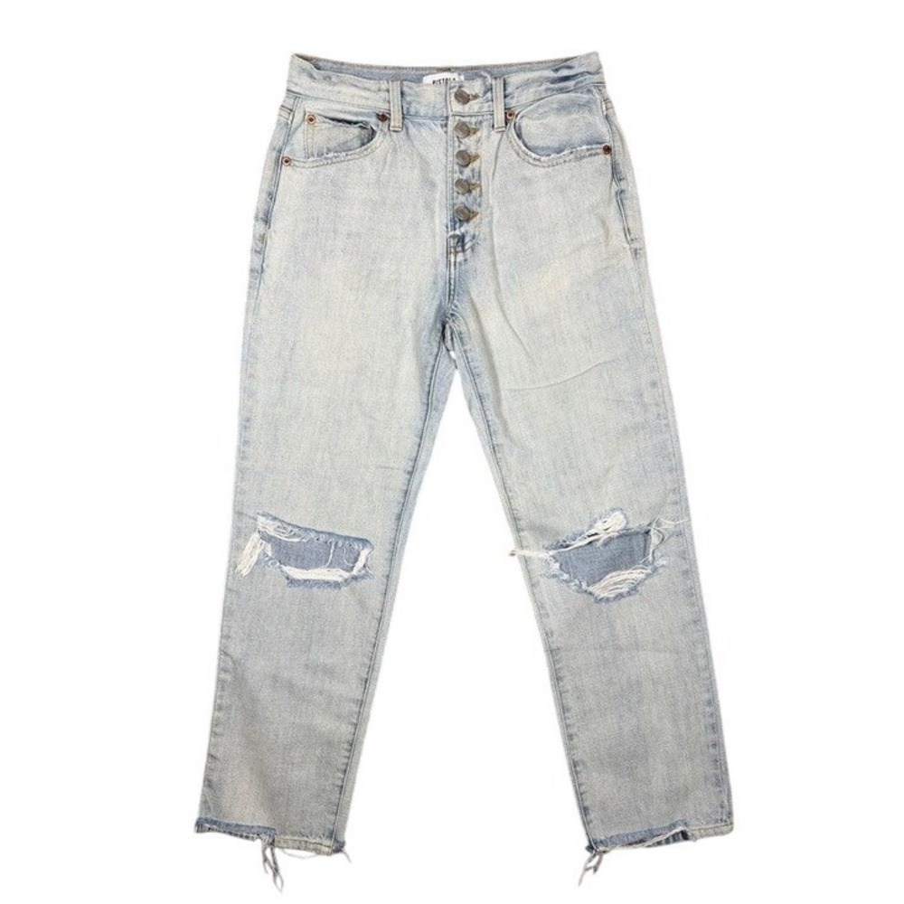 Pistola Lennon High Rise Distressed Straight Leg Jeans Light Wash Blue Size 25